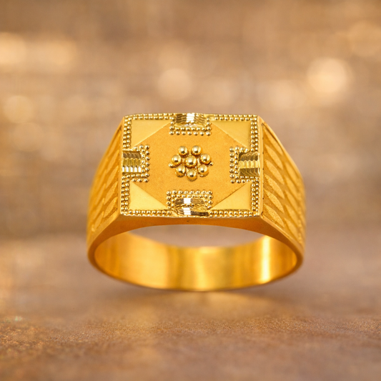 Rajmudra Classic Gold Signet Ring (22KT)